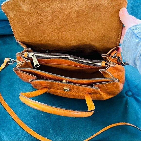 Patricia Nash Notely Croc Embossed Leather Flap Satchel Crossbody Bag - Picture 6 of 11